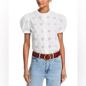 Frame The Eyelet Gathered Top - size S